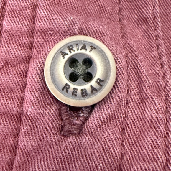 Ariat Rebar Women Medium Western Cowboy Burgundy Button Down LS Shirt Embroidery - Picture 6 of 13